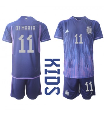 Argentina Angel Di Maria #11 Bortedraktsett Barn VM 2022 Kortermet (+ Korte bukser)